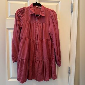 Francesca's Collections Long Sleeve Dress in Deep Rose
